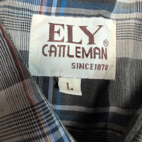 Vintage Ely Cattleman Shirt Mens L Gray Western Pearl Snap Rancher Rodeo Chore - Picture 6 of 10